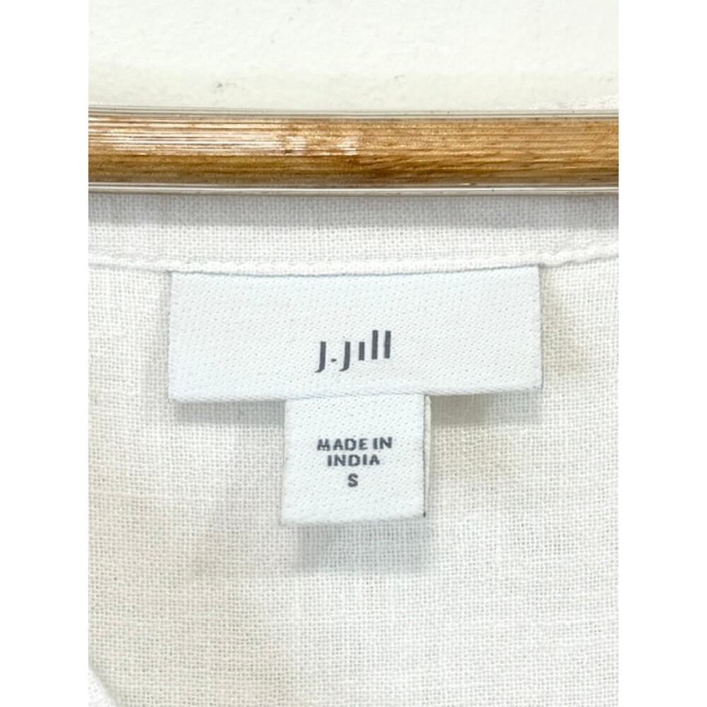J. Jill Linen Blend Striped Back Pintucks Tunic Top Small White Blue Lagenlook - Picture 7 of 12